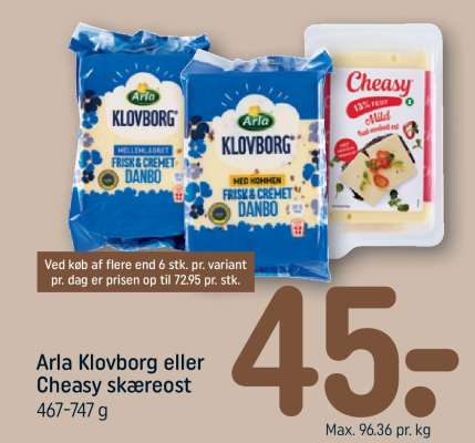 Arla Klovborg eller Cheasy skæreost