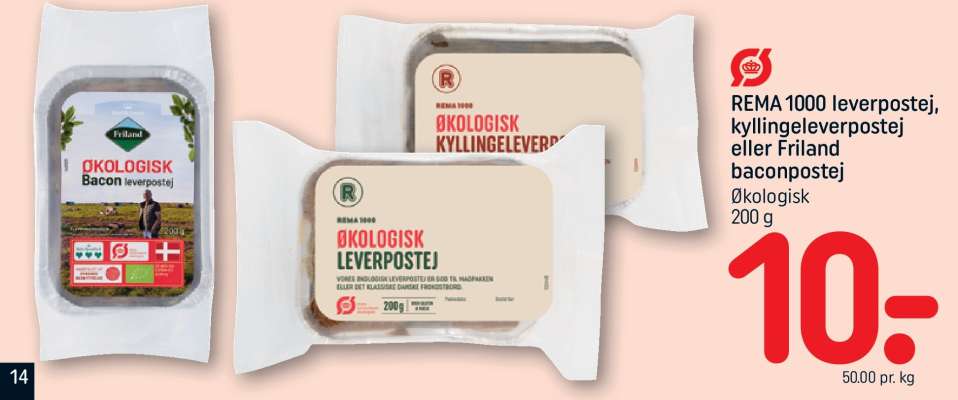 REMA 1000 leverpostej, kyllingeleverpostej eller Friland baconpostej