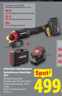 PARKSIDE PERFORMANCE Batteridreven vinkelsliber 20 V