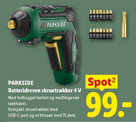 PARKSIDE Batteridreven skruetrækker 4 V