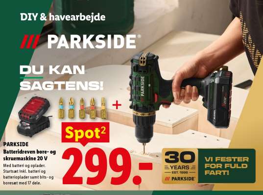 PARKSIDE Batteridreven bore- og skruemaskine 20 V