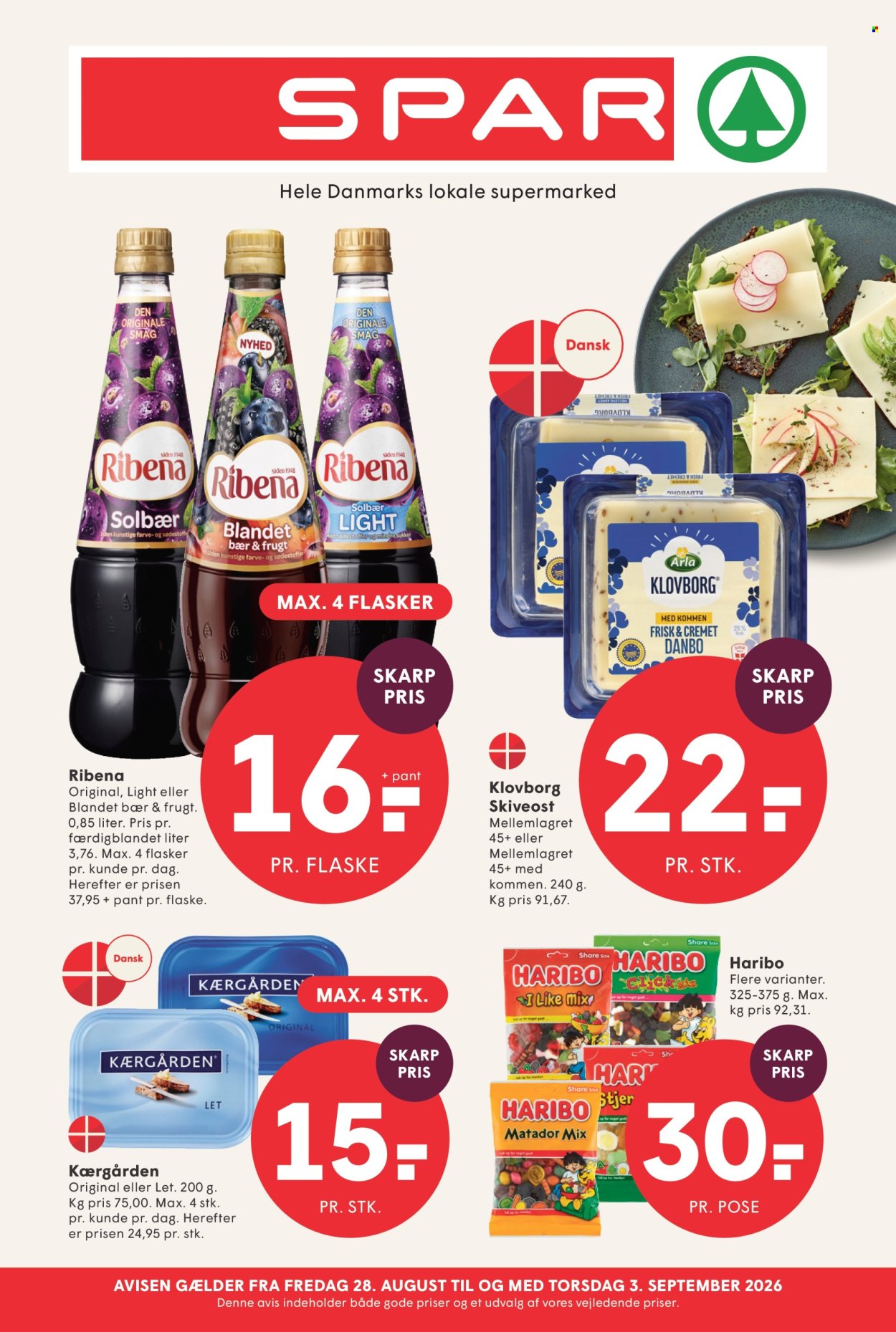SPAR tilbudsavis  - 28.08.2026 - 03.09.2026. Side 1. Side 1