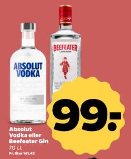Absolut Vodka eller Beefeater Gin