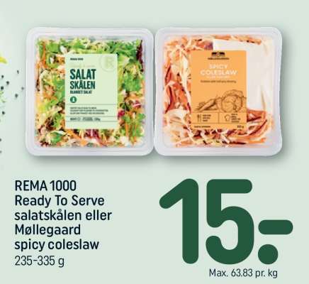 REMA 1000 Ready To Serve salatskålen eller Møllegaard spicy coleslaw