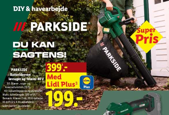 PARKSIDE Batteridreven løvsuger og -blæser 40 V