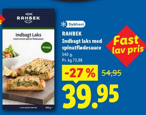 RAHBEK Indbagt laks med spinatflødesauce