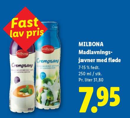 MILBONA Madlavningsjævner med fløde