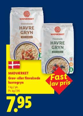 MADVERKET Grov- eller finvalsede havregryn