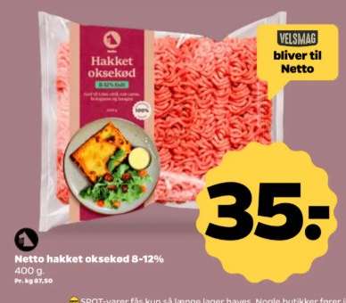 Netto hakket oksekød 8-12%