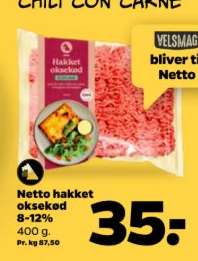 Netto hakket oksekød 8-12%
