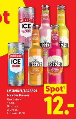 SMIRNOFF/BACARDI Ice eller Breezer
