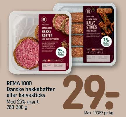 REMA 1000 Danske hakkebøffer eller kalvesticks
