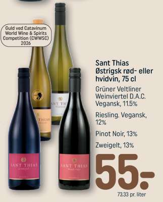Sant Thias Østrigsk rød- eller hvidvin 75 cl