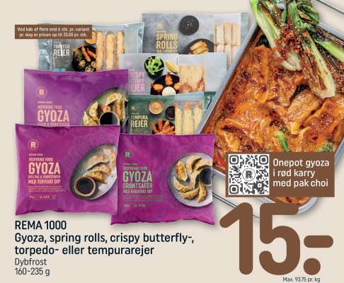 REMA 1000 Gyoza, spring rolls, crispy butterfly-, torpedo- eller tempurarejer
