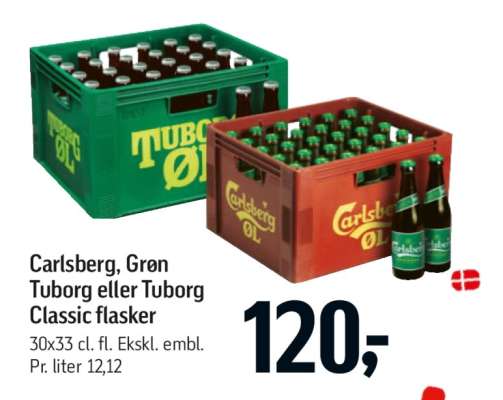 Carlsberg, Grøn Tuborg eller Tuborg Classic flasker