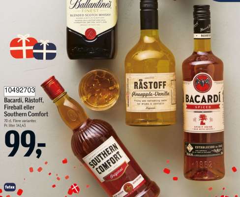 Bacardi, Råstoff, Fireball eller Southern Comfort