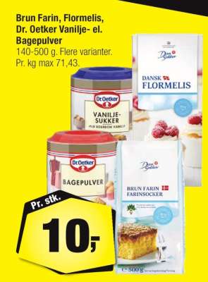 Brun Farin, Flormelis, Dr. Oetker Vanilje- el. Bagepulver