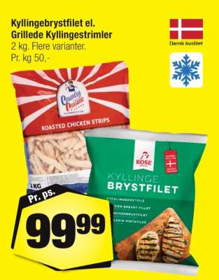 Kyllingebrystfilet el. Grillede Kyllingestrimler