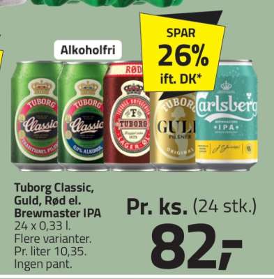 Tuborg Classic, Guld, Rød el. Brewmaster IPA