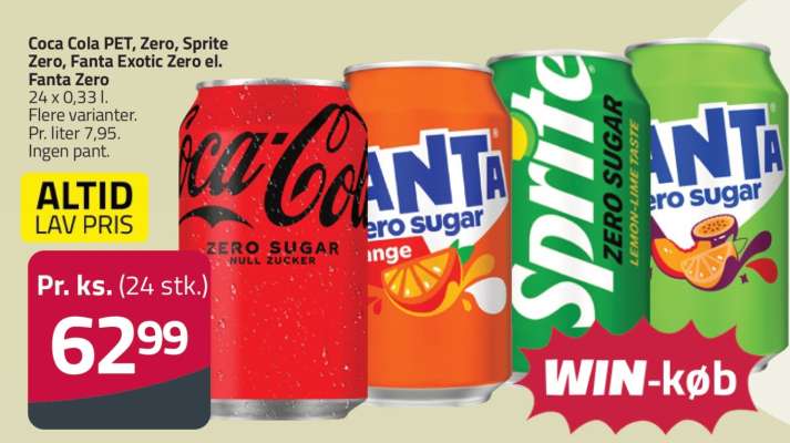 Coca Cola PET, Zero, Sprite Zero, Fanta Exotic Zero el. Fanta Zero
