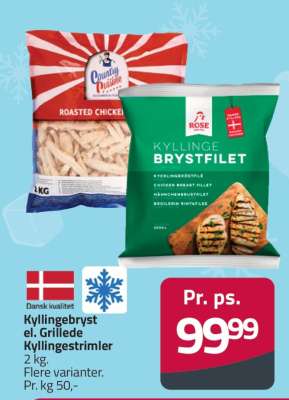 Kyllingebryst el. Grillede Kyllingestrimler