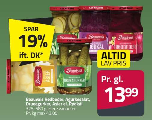 Beauvais Rødbeder, Agurkesalat, Drueagurker, Asier el. Rødkål