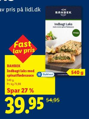 RAHBEK Indbagt laks med spinatflødesauce
