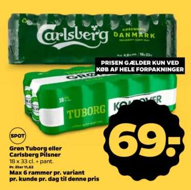 Grøn Tuborg eller Carlsberg Pilsner