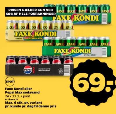 Faxe Kondi eller Pepsi Max sodavand