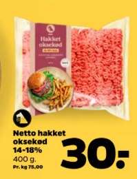 Netto hakket oksekød 14-18%