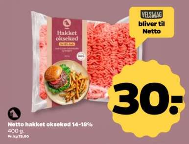 Netto hakket oksekød 14-18%