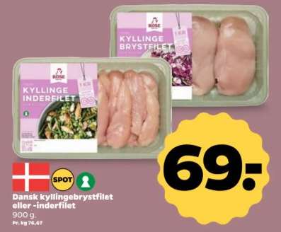 Dansk kyllingebrystfilet eller inderfilet