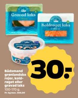 Bådsmænd grønlandske rejer, koldrøget eller gravad laks