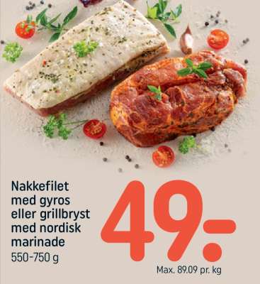 Nakkefilet med gyros eller grillbryst med nordisk marinade