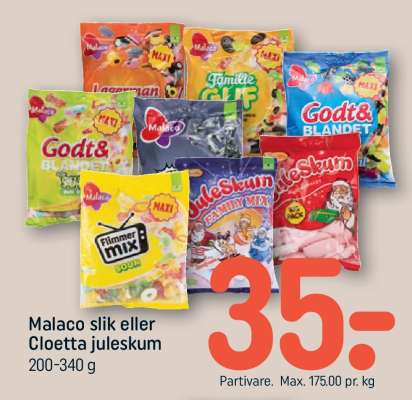 Malaco slik eller Cloetta juleskum