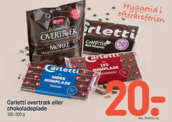 Carletti overtræk eller chokoladeplade