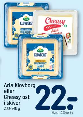 Arla Klovborg eller Cheasy ost i skiver