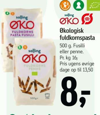 salling ØKO Økologisk fuldkornspasta