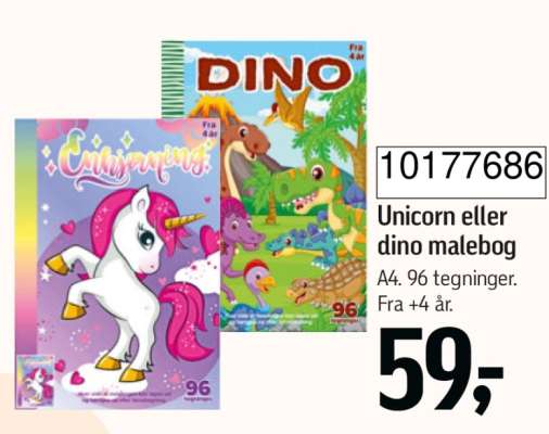 Unicorn eller dino malebog