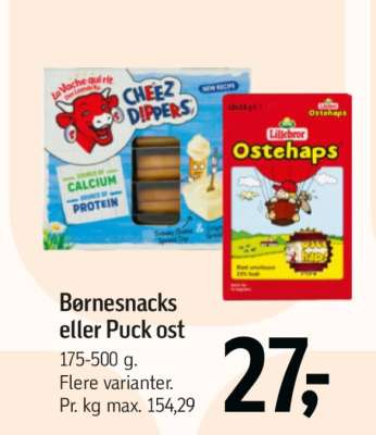 Børnesnacks eller Puck ost