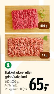 Hakket okse- eller grise-/ kalvekød