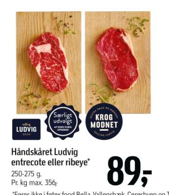 Håndskåret Ludvig entrecote eller ribeye