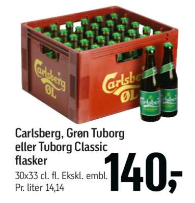 Carlsberg, Grøn Tuborg eller Tuborg Classic flasker