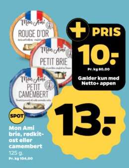 Mon Ami brie, rødkost eller camembert